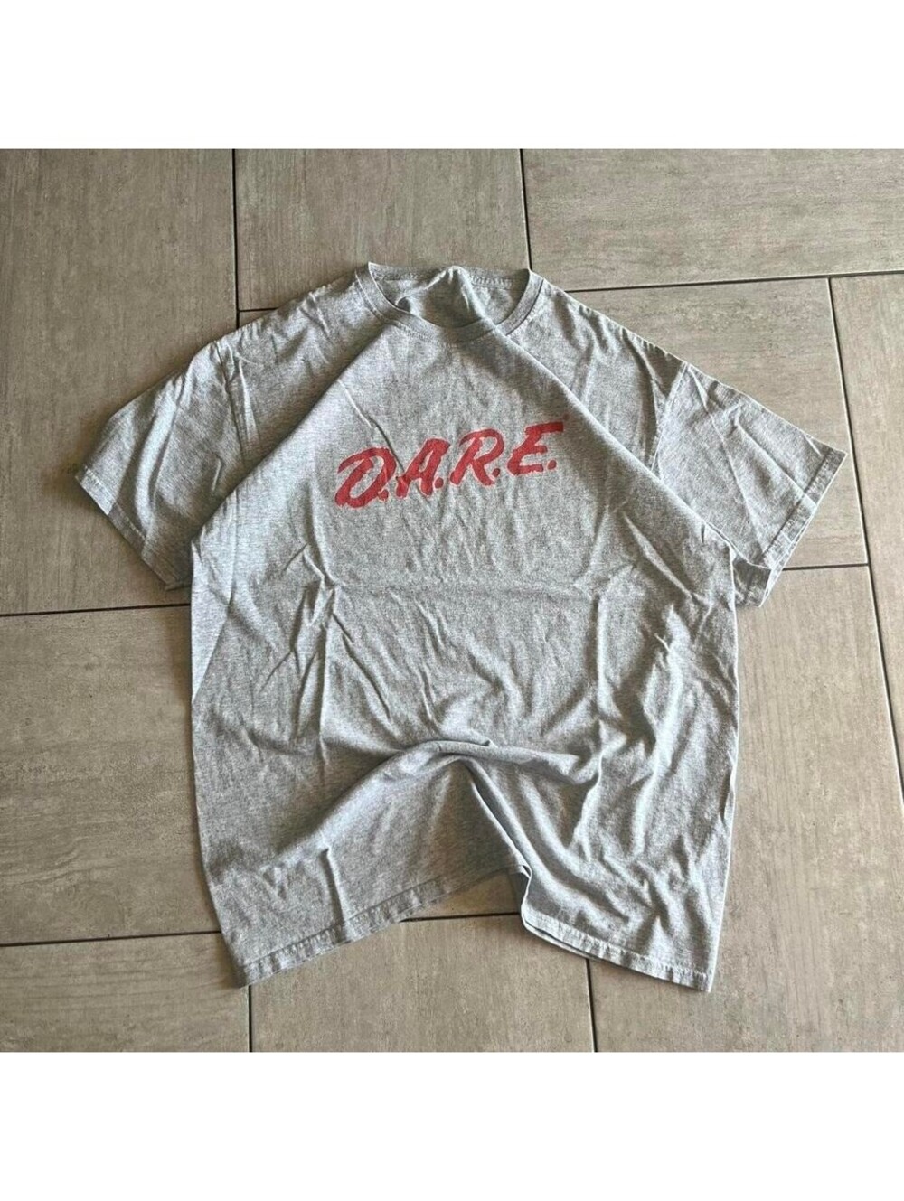 DARE   Heather Gray Red Logo  Retro Streetwear SH0385